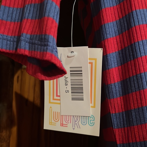 NWT LuLa Roe Striped Short Sleeve Dress - Picture 4 of 6